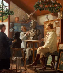 Der Maler Krøyer wird in seinem Atelier in Skagen modelliert